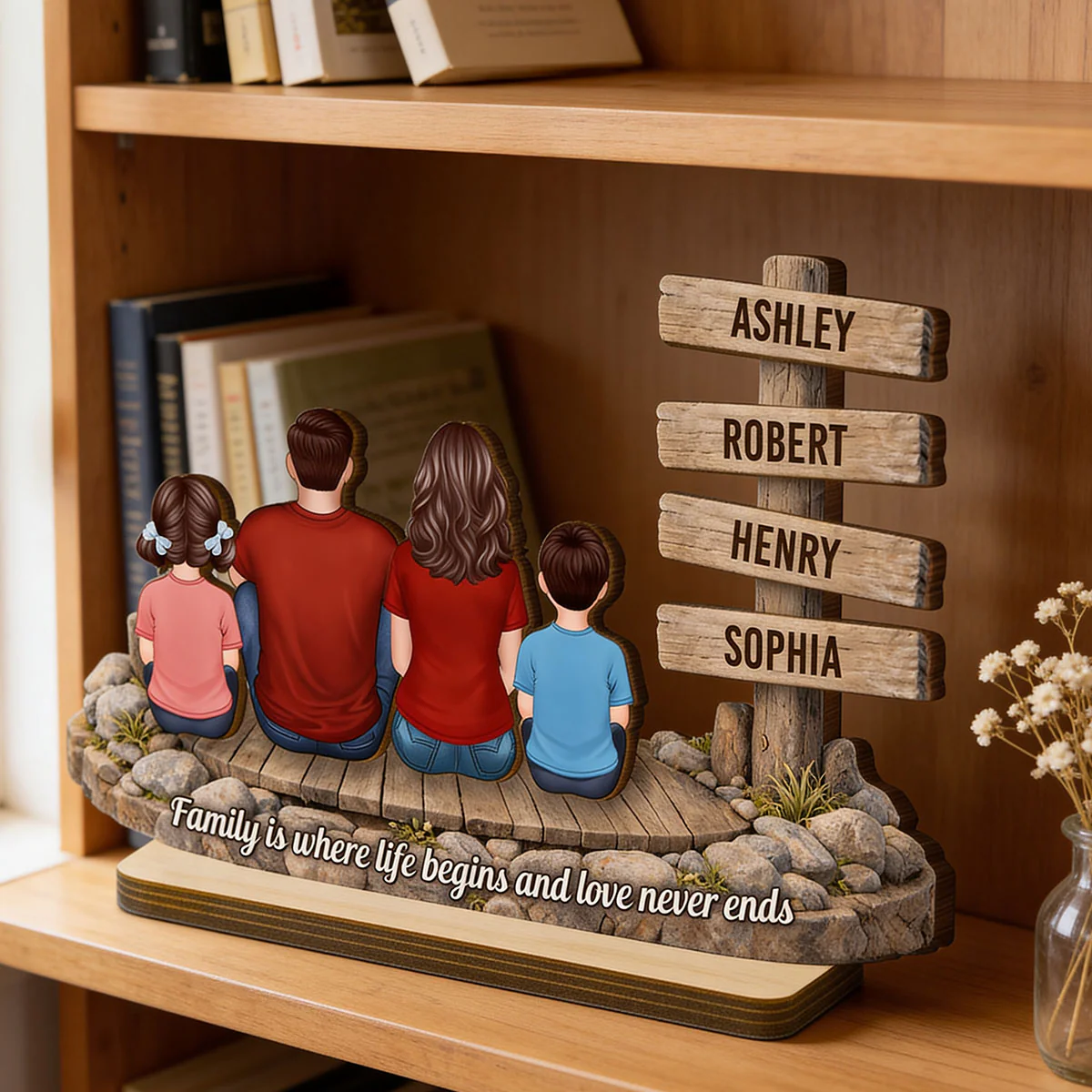Family Is Where Life Begins And Love Never Ends - Personalized 2-Layered Wooden Plaque - Heartfelt Gift For Mom, Dad - Image 2