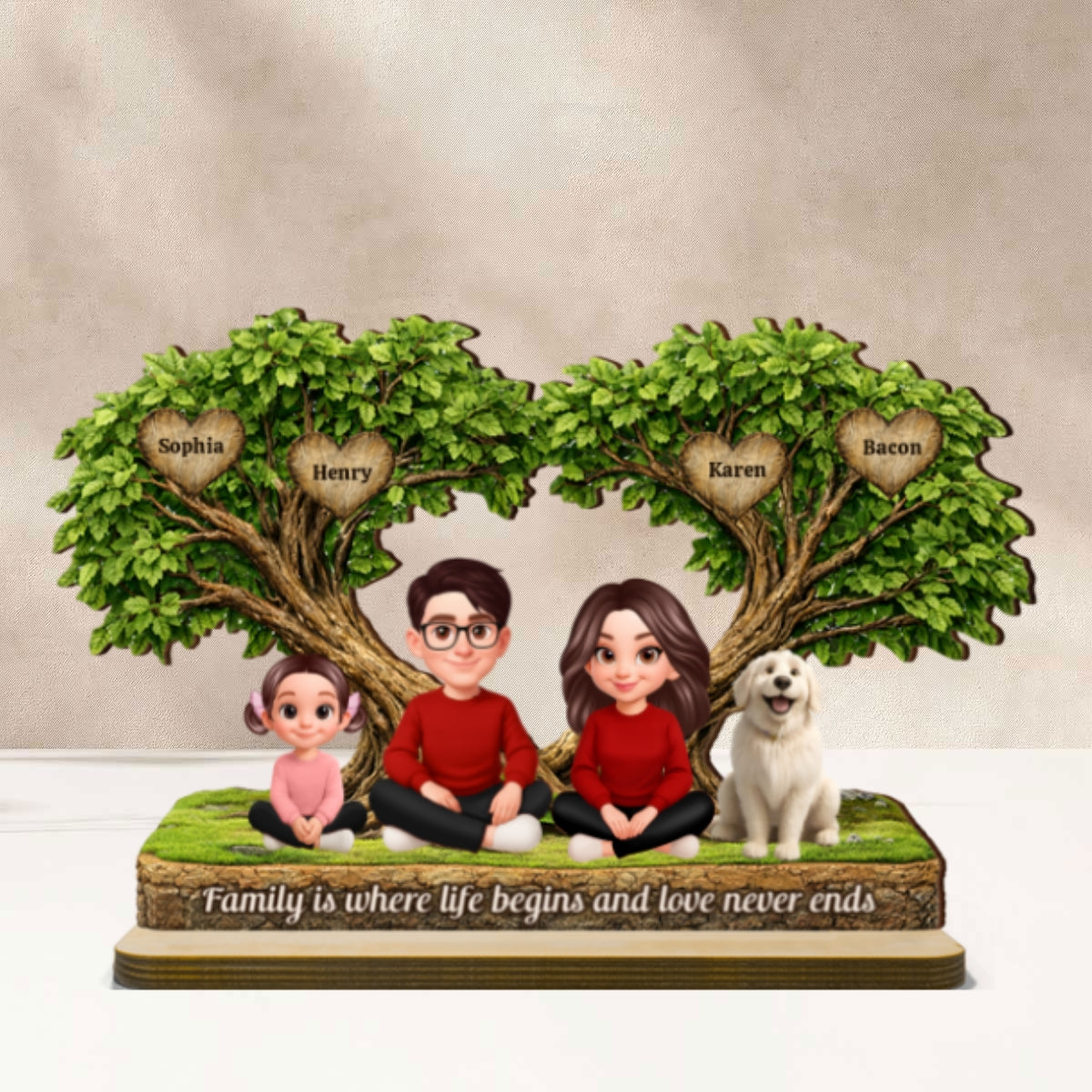 Family Is Where Love Never Ends - Personalized 2-Layered Wooden Plaque - Heartfelt Gift For Mom, Grandma - Image 9