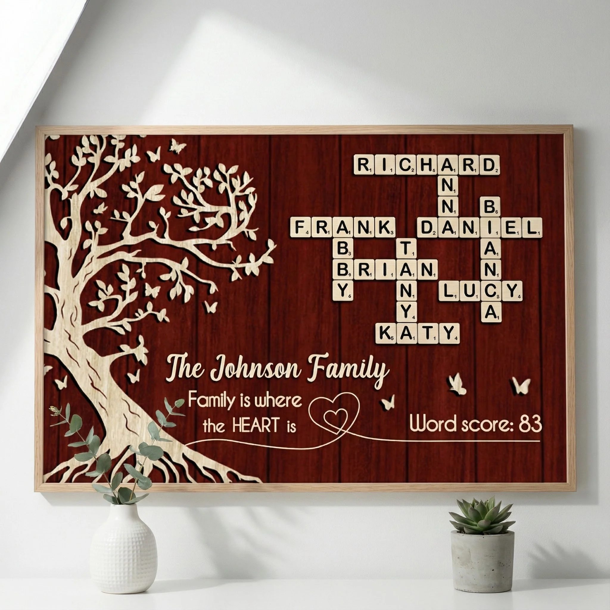 Family is Where the Heart is, Crossword Tree of Life - Personalized Poster - Sentimental Gift for Loved Ones - Image 4