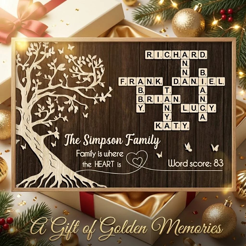 Family is Where the Heart is, Crossword Tree of Life - Personalized Poster - Sentimental Gift for Loved Ones - Image 5