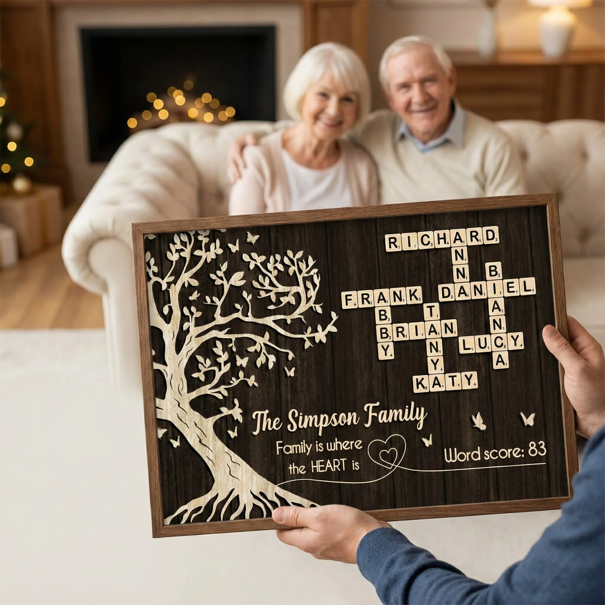 Family is Where the Heart is, Crossword Tree of Life - Personalized Poster - Sentimental Gift for Loved Ones - Image 7