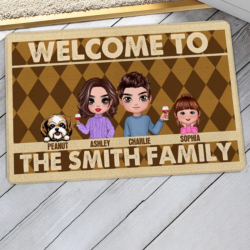Family Kids Dogs Cats Housewarming Gift Personalized Doormat - Image 3