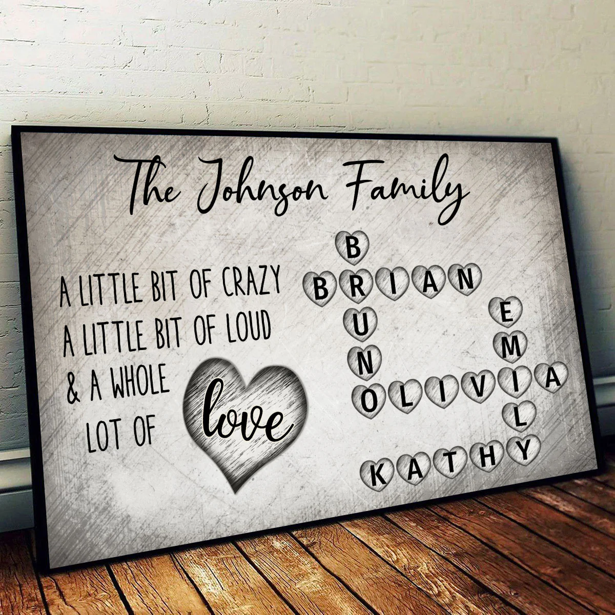 Family Lot Of Love Heart Crossword Art Puzzle Create A Moment Treasured Forever Personalized Poster - Image 3