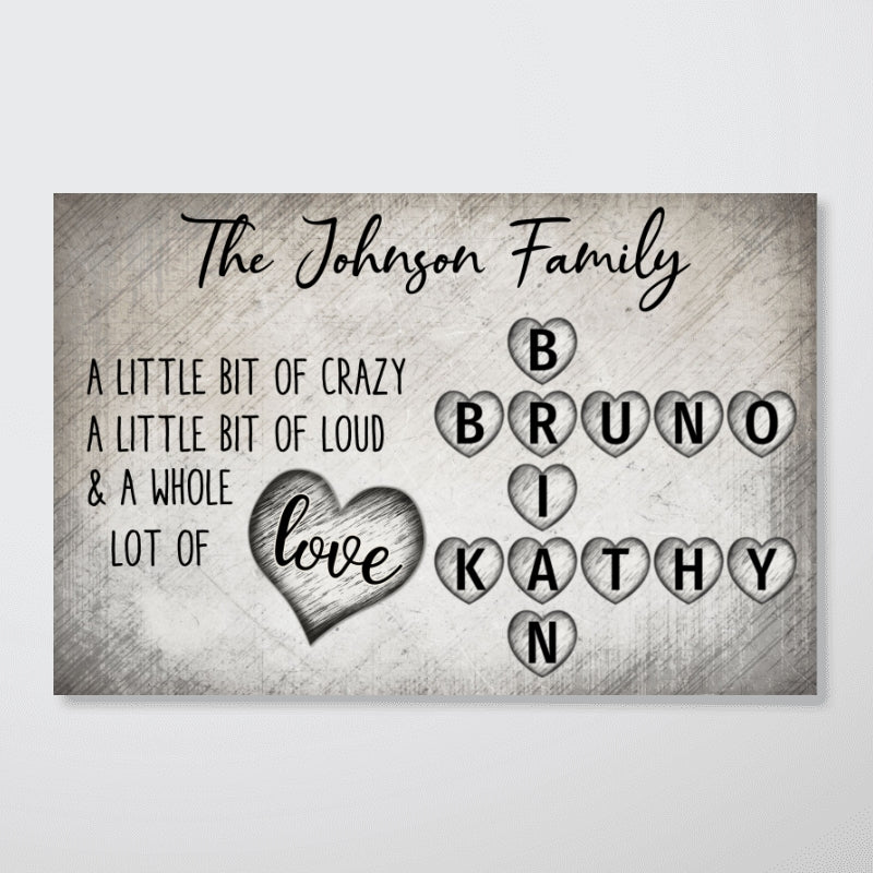Family Lot Of Love Heart Crossword Art Puzzle Create A Moment Treasured Forever Personalized Poster - Image 7