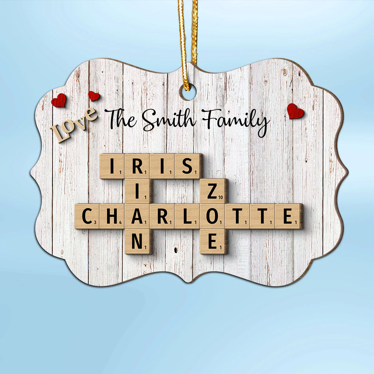 Family Love Crossword Puzzle Art Personalized 2-Layer Wooden Ornament, Christmas Decor, Created In A Moment, Treasured Forever - Image 2
