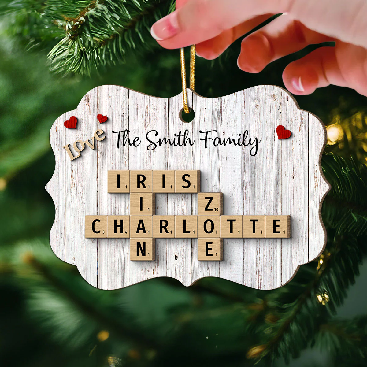 Family Love Crossword Puzzle Art Personalized 2-Layer Wooden Ornament, Christmas Decor, Created In A Moment, Treasured Forever - Image 3