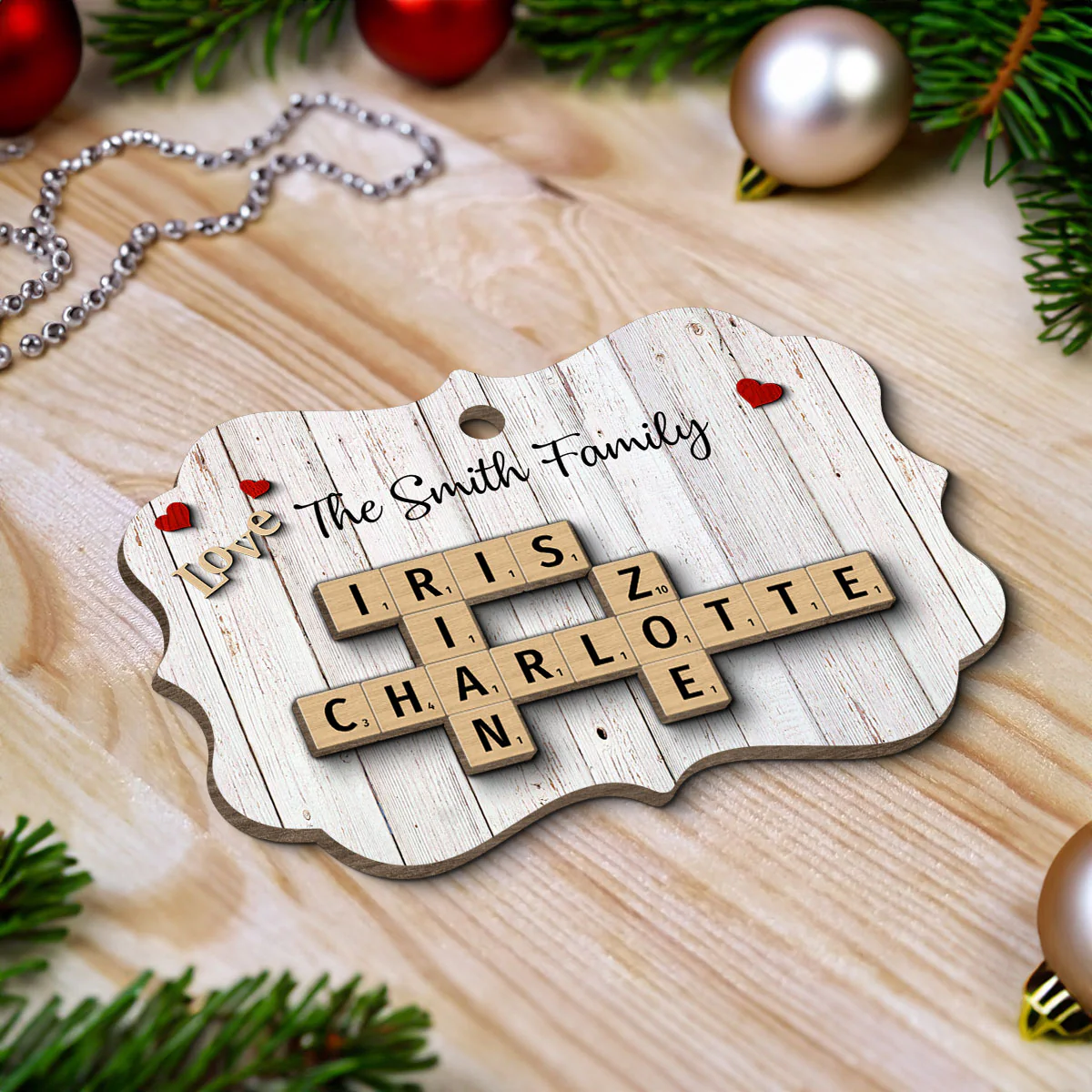 Family Love Crossword Puzzle Art Personalized 2-Layer Wooden Ornament, Christmas Decor, Created In A Moment, Treasured Forever - Image 4