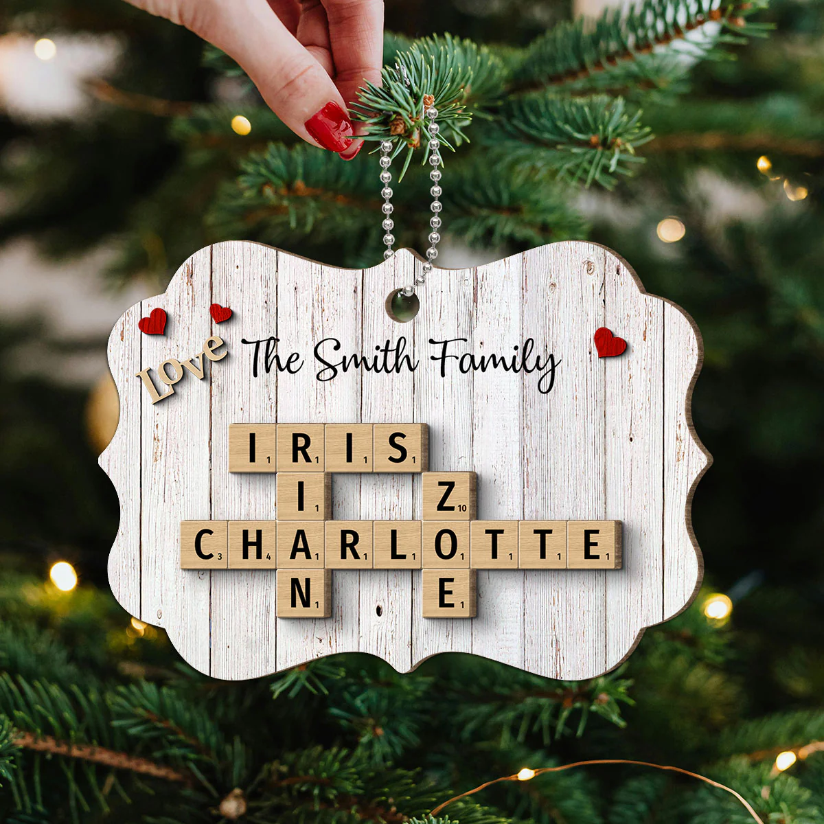 Family Love Crossword Puzzle Art Personalized 2-Layer Wooden Ornament, Christmas Decor, Created In A Moment, Treasured Forever - Image 5