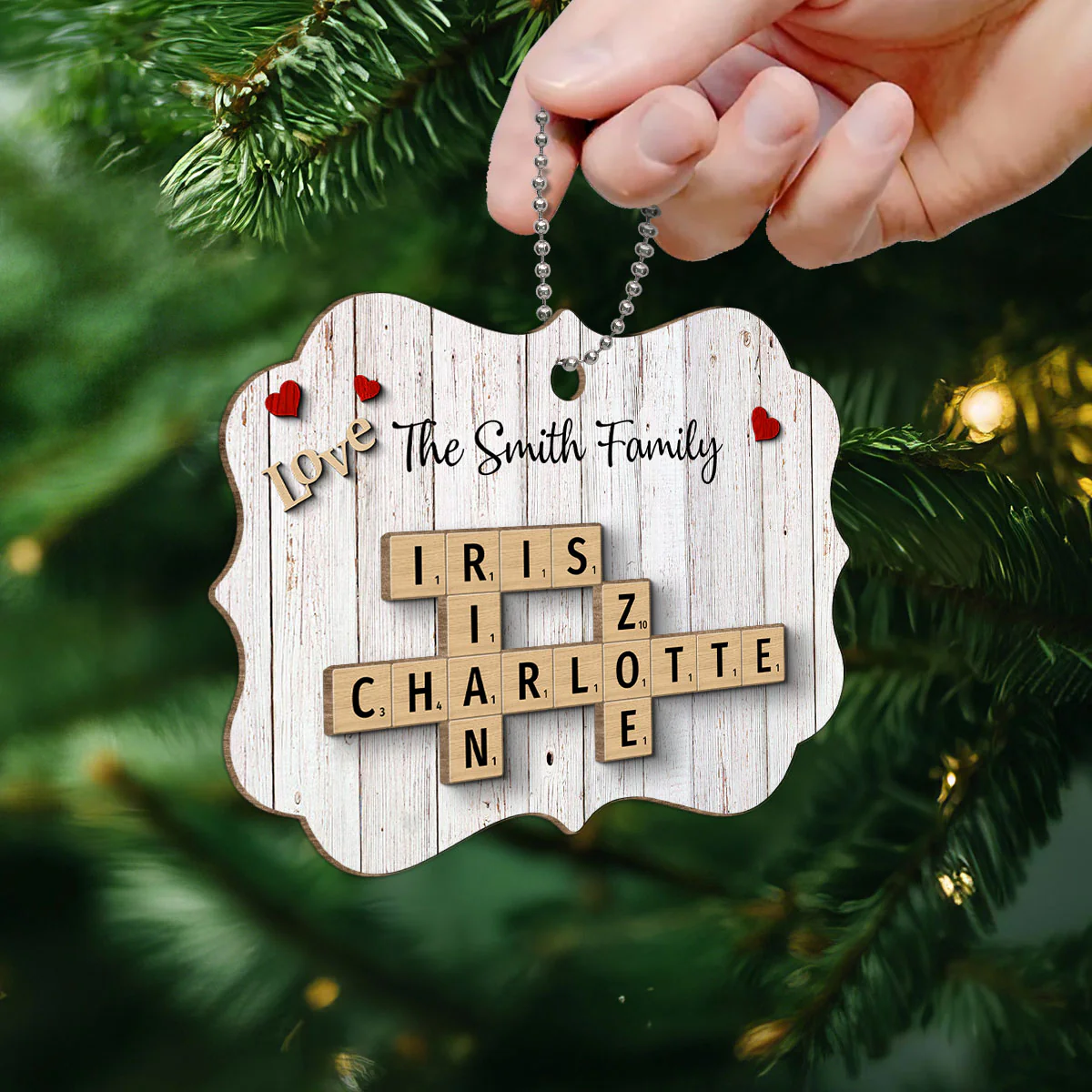 Family Love Crossword Puzzle Art Personalized 2-Layer Wooden Ornament, Christmas Decor, Created In A Moment, Treasured Forever - Image 6