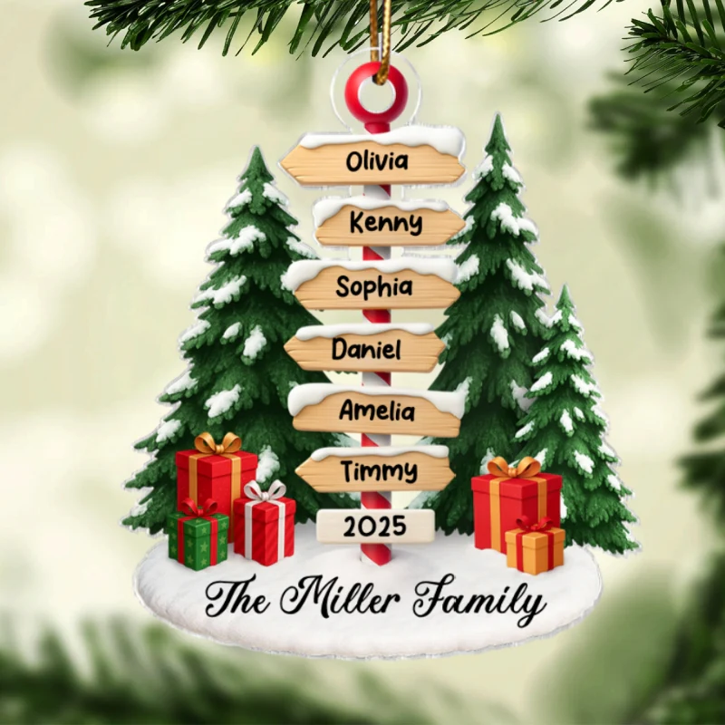 Family Member Direction Sign Post - Personalized Acrylic Ornament - Christmas Gift for Family - Image 7