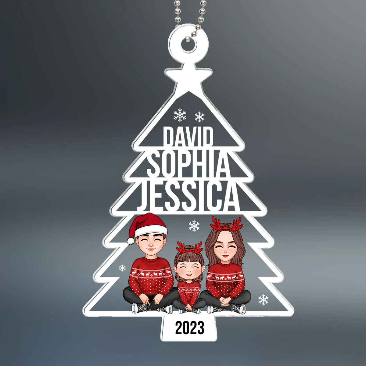 Family Member Name Christmas Tree Personalized Acrylic Ornament - Image 2