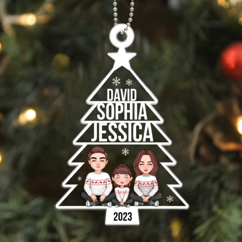 Family Member Name Christmas Tree Personalized Acrylic Ornament - Image 5