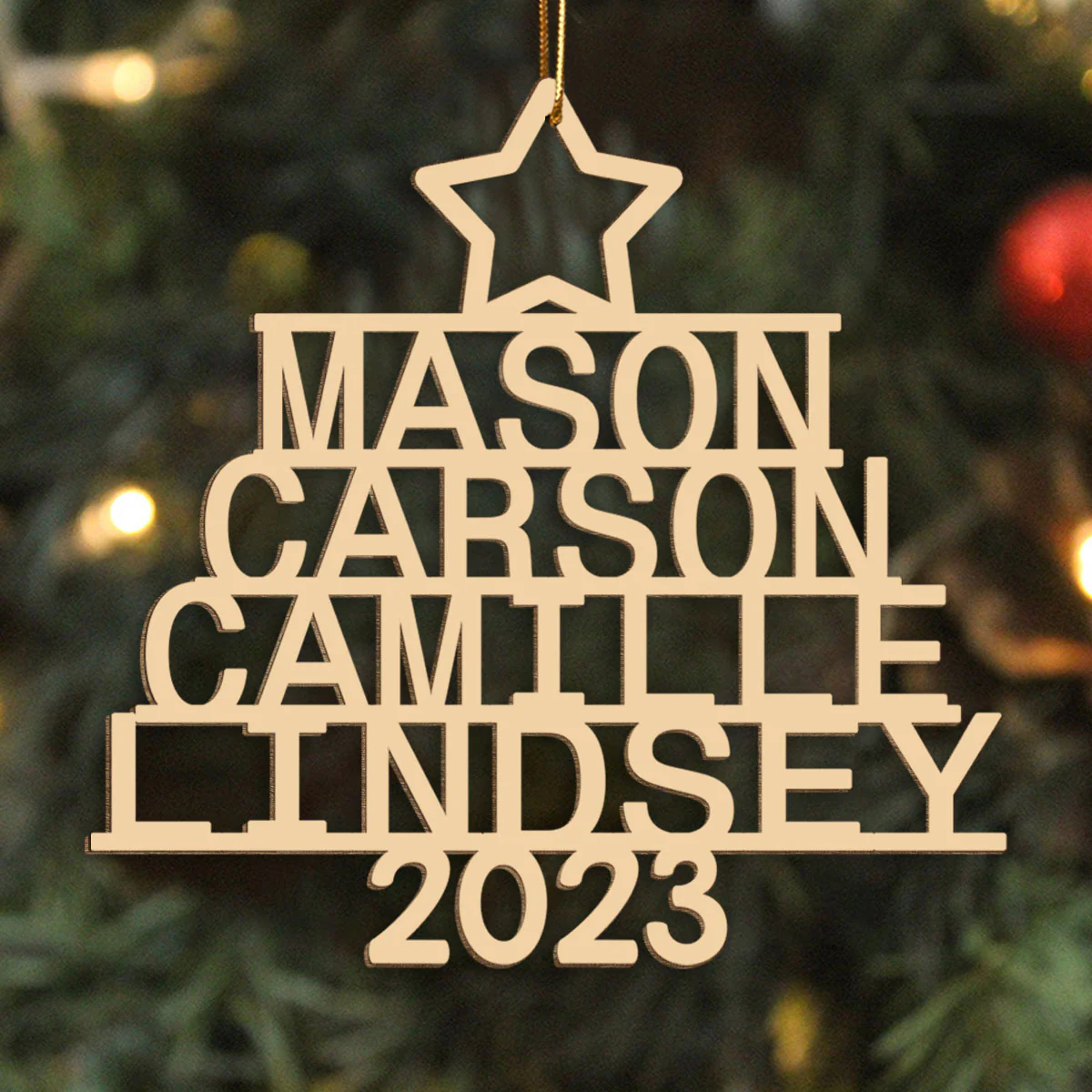 Family Members Names Christmas Decor Personalized Wooden Ornament