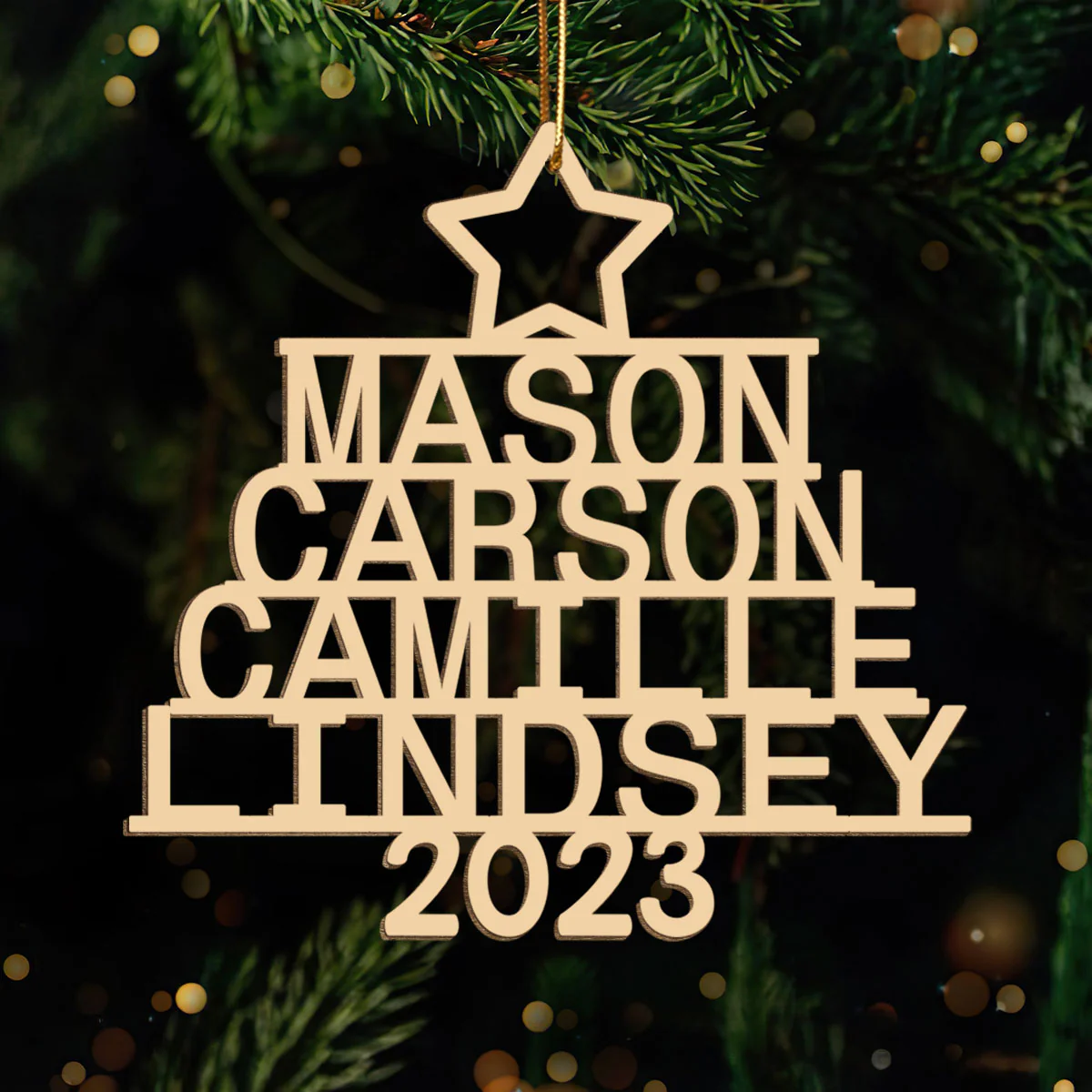 Family Members Names Christmas Decor Personalized Wooden Ornament - Image 2