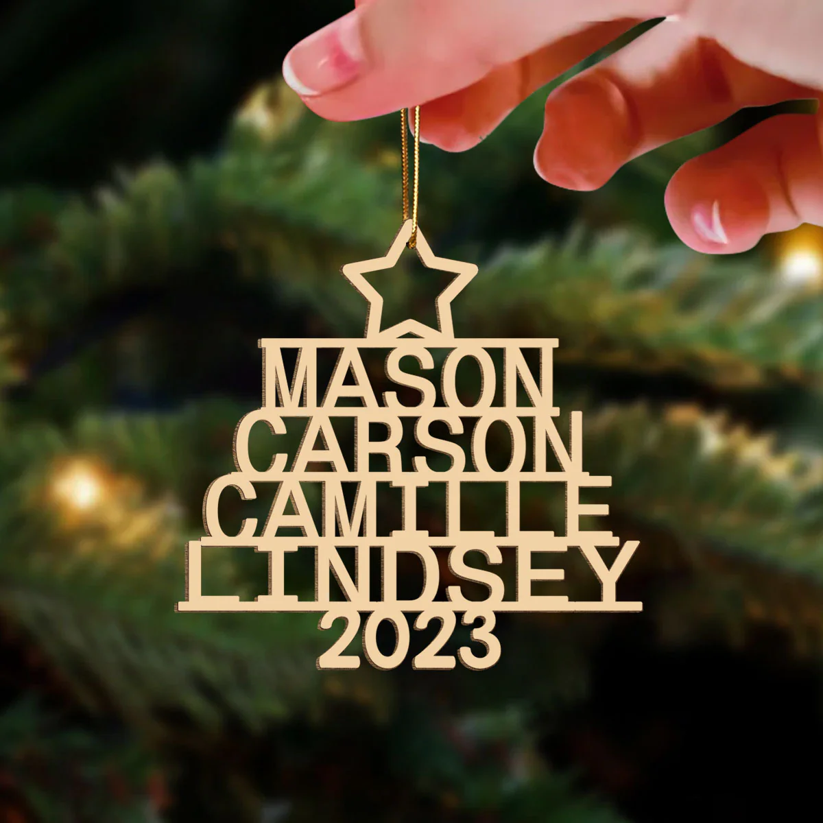 Family Members Names Christmas Decor Personalized Wooden Ornament - Image 3