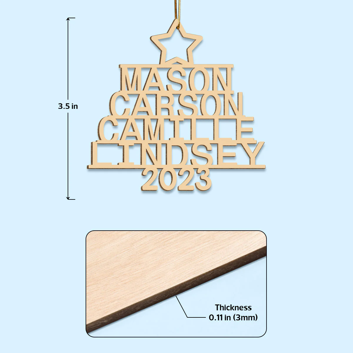 Family Members Names Christmas Decor Personalized Wooden Ornament - Image 4