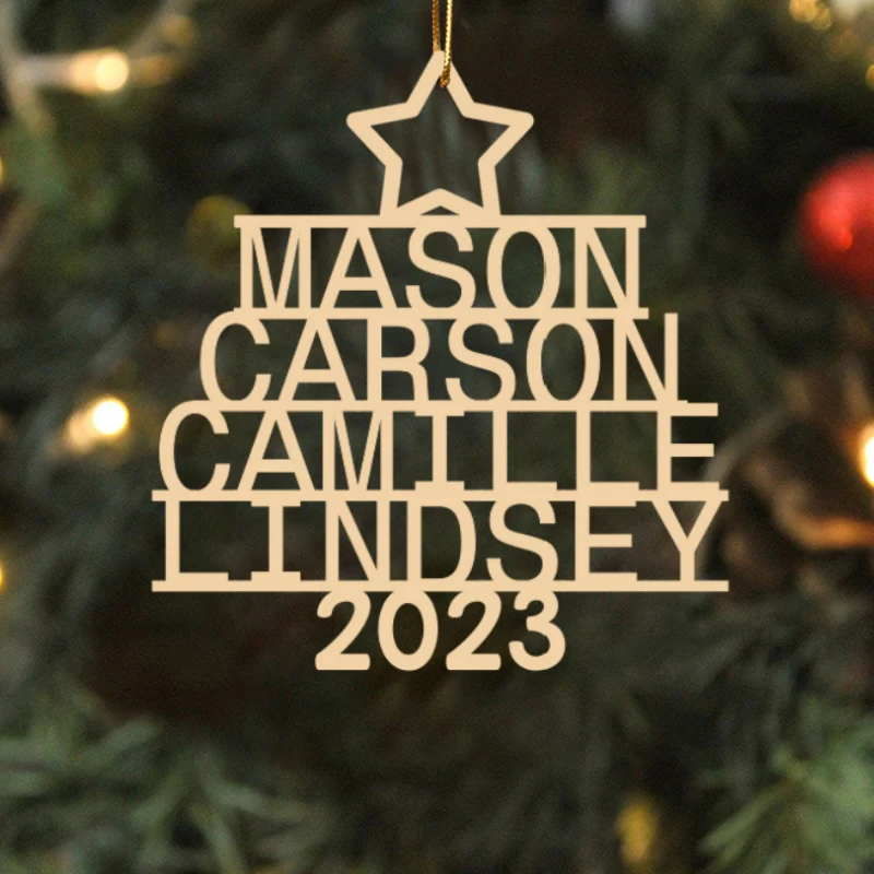 Family Members Names Christmas Decor Personalized Wooden Ornament - Image 5