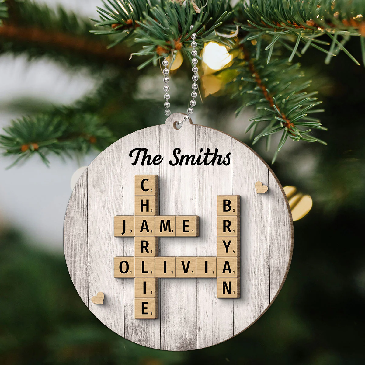 Family Members Names Crossword Puzzle Art Personalized 2-Layer Wooden Ornament - Image 8