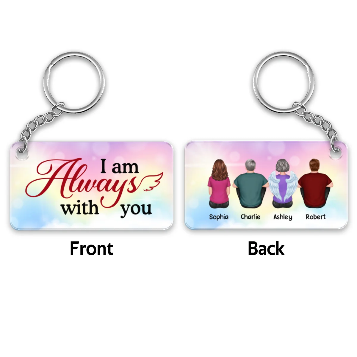 Family Memorial Colorful Background Remembrance Gift Personalized Acrylic Keychain - Image 4