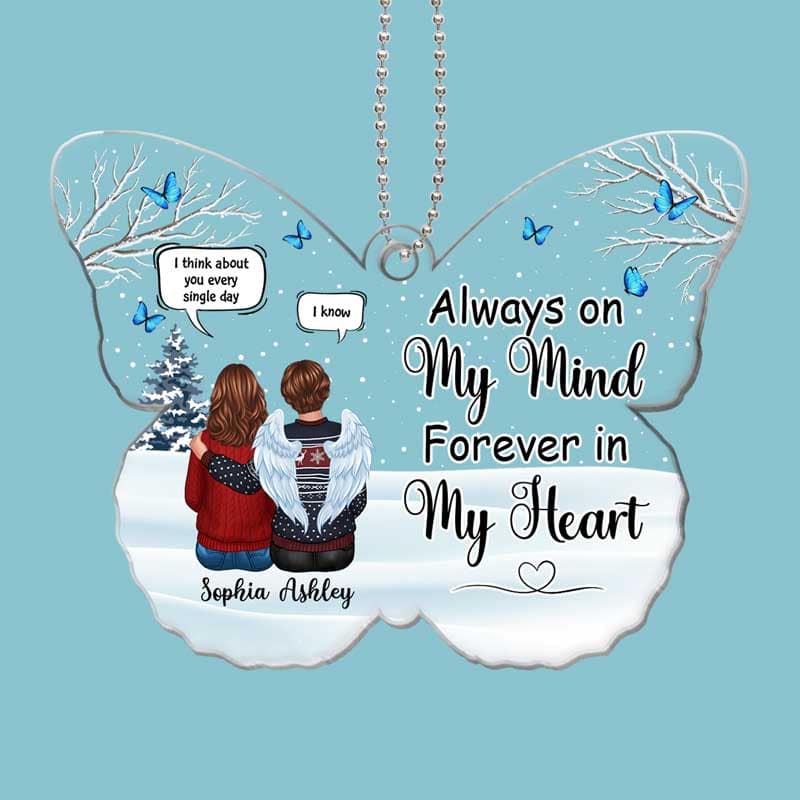 Family Memorial Conversation Butterfly Shape Personalized Acrylic Ornament - Image 2