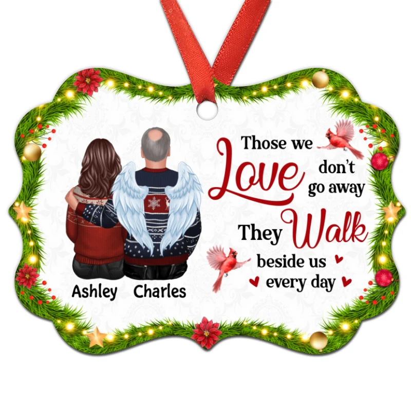 Family Memorial Holly Branch Cardinal Personalized Christmas Ornament - Image 3
