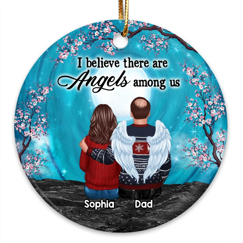 Family Memorial Moon And Blossom Tree Personalized Circle Ornament - Image 3