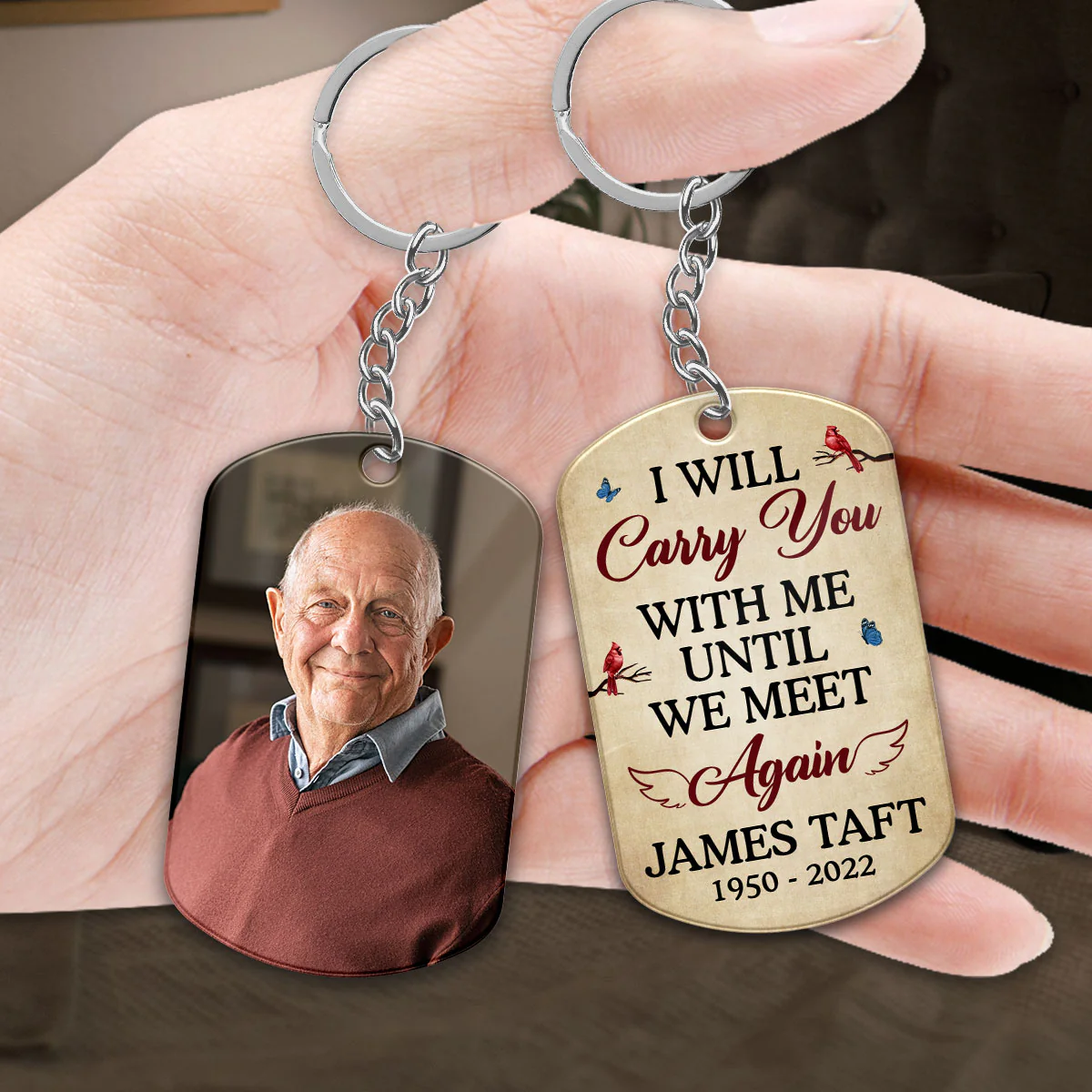 Family Memorial Photo Carry You With Me Personalized Acrylic Keychain - Image 3