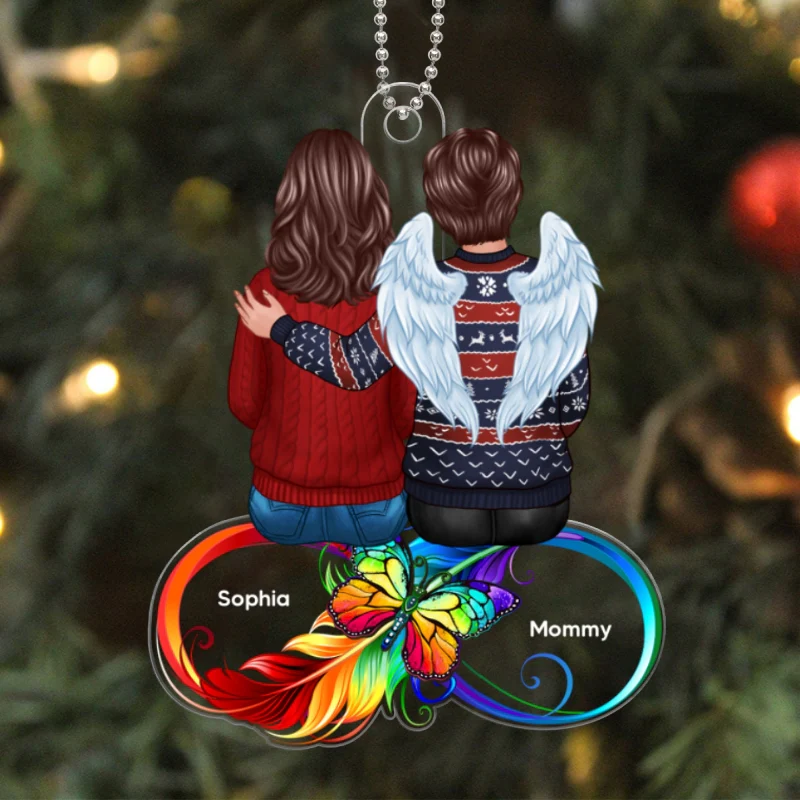 Family Memorial Sitting On Infinity Personalized Custom Shape Acrylic Ornament - Image 5