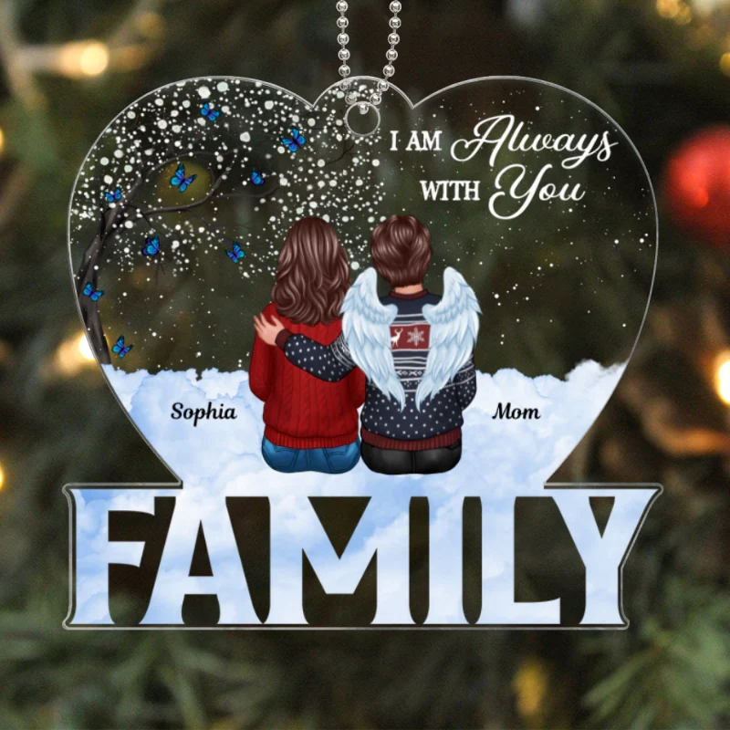Family Memorial Sitting Sky Heart Blossom Tree Personalized Acrylic Ornament - Image 6
