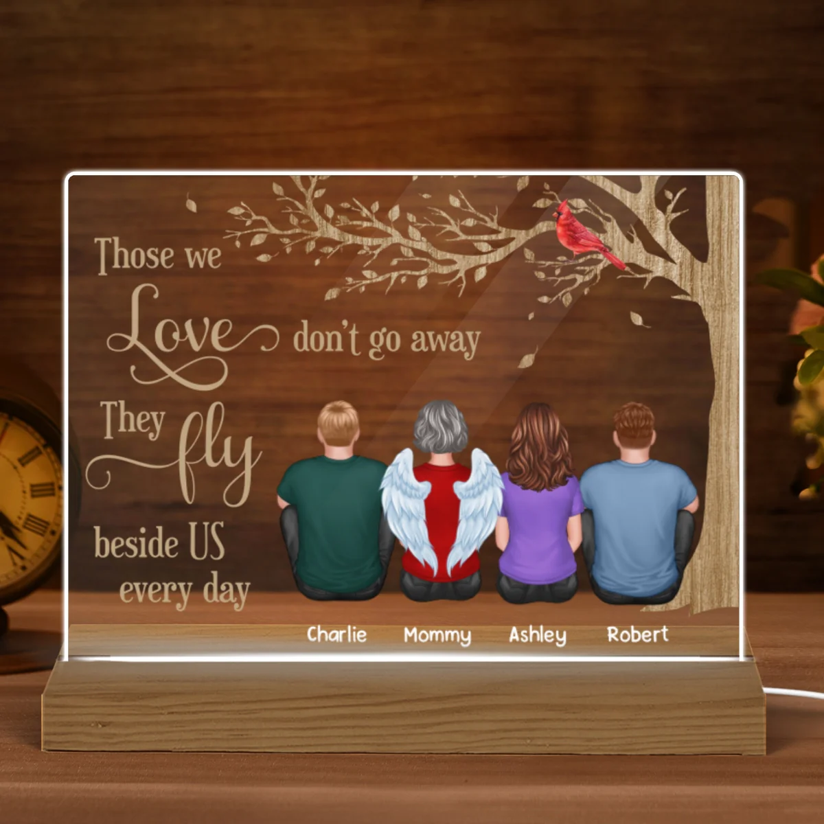 Family Memorial Sitting Under Tree Personalized Acrylic LED Night Light - Image 6