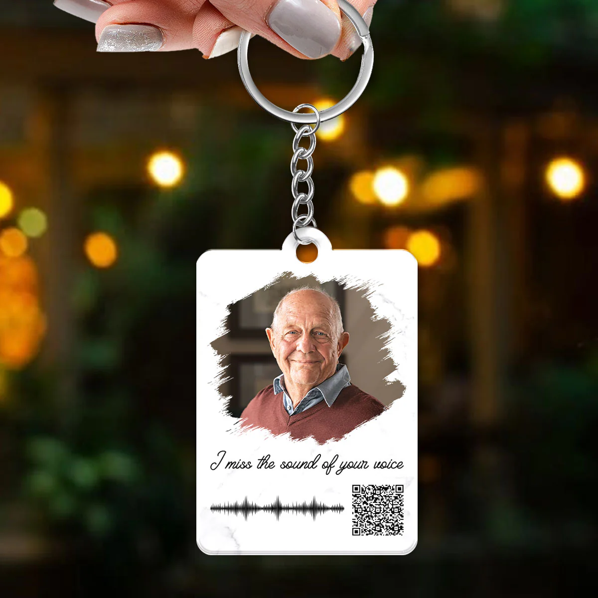Family Memorial Sympathy Gift Keepsake Photo Inserted Voicemail Voice Message Scannable QR Code Using Your Voicemail Personalized Acrylic Keychain - Image 4