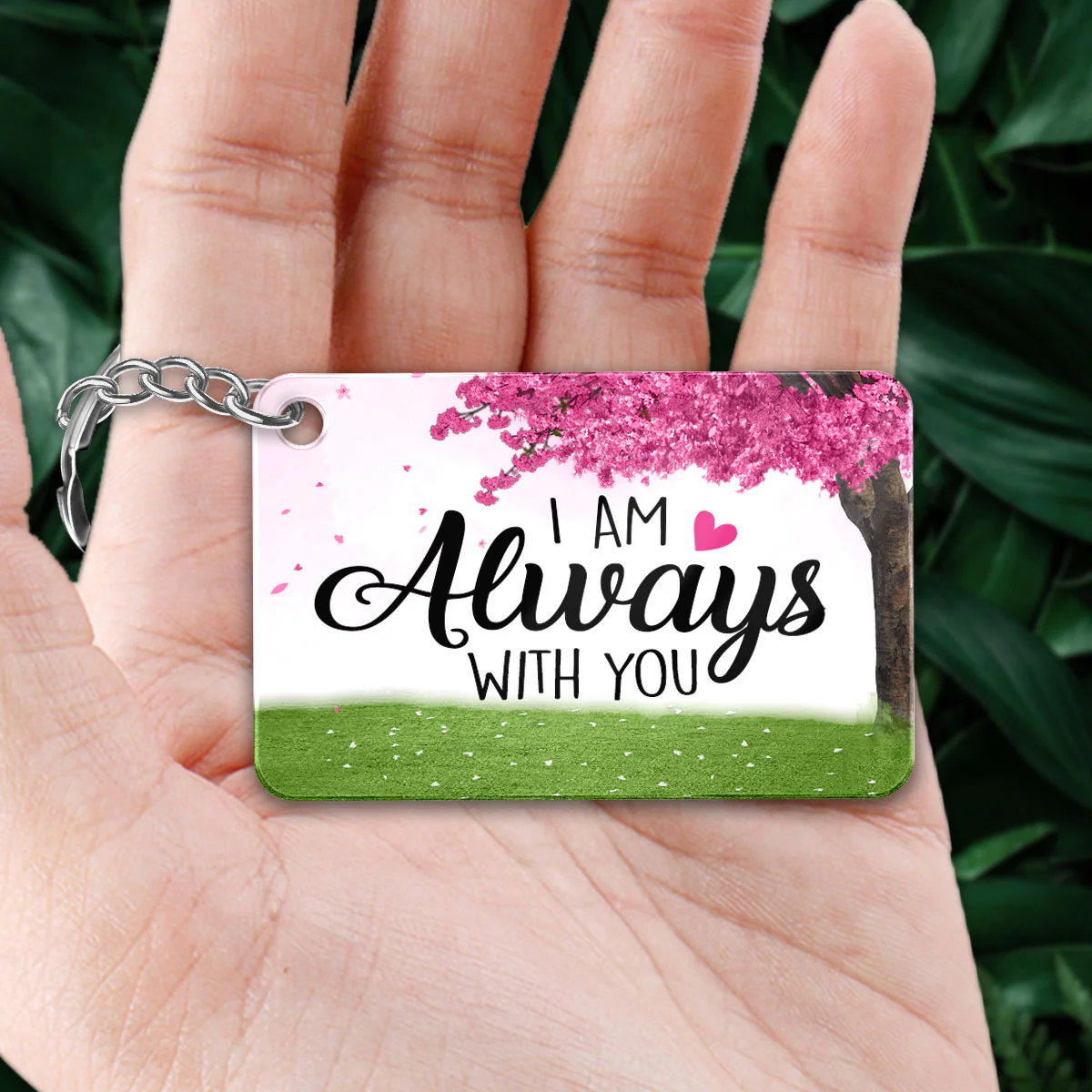 Family Memorial Under Pink Tree Remembrance Gift Personalized Acrylic Keychain - Image 2