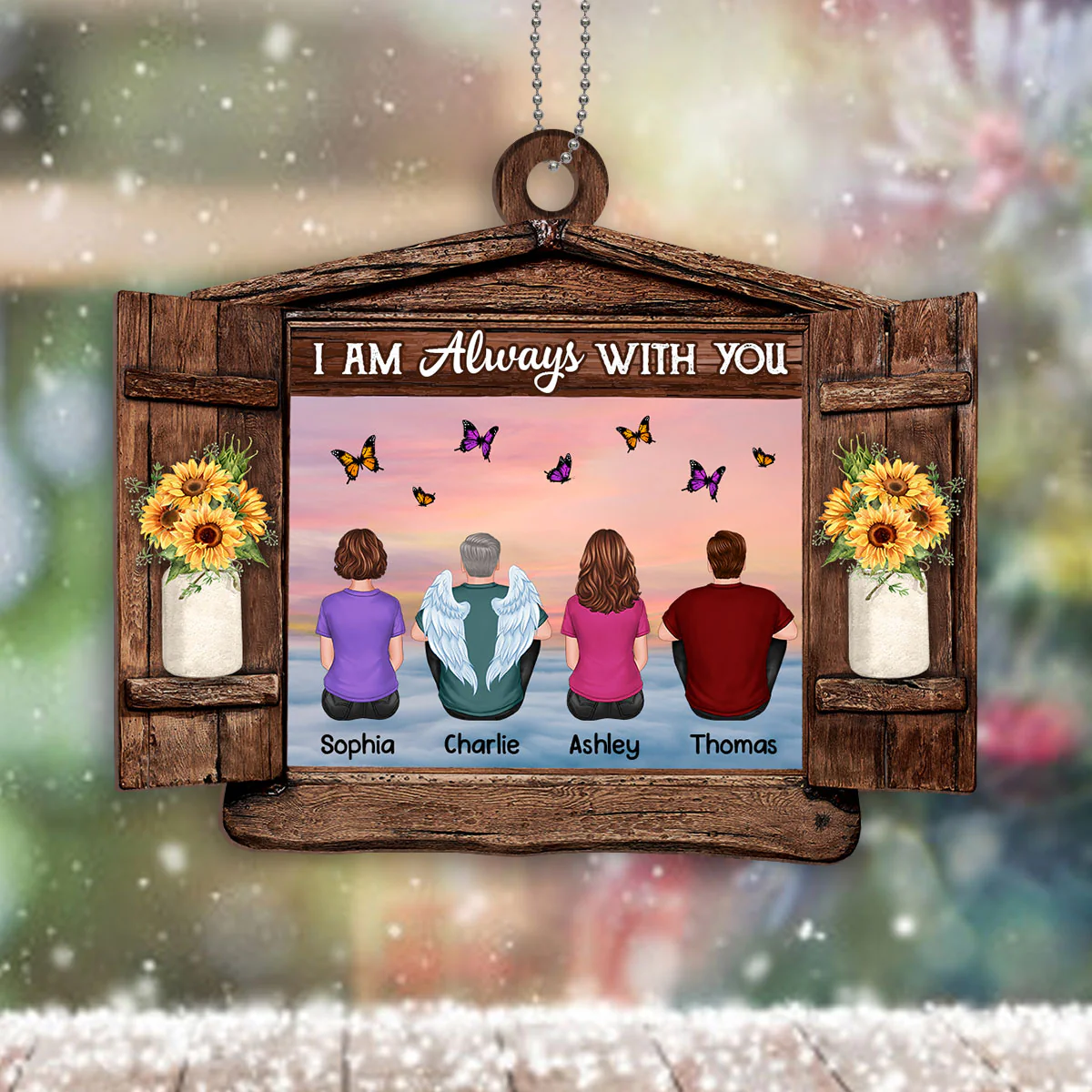 Family Memorial Window Remembrance Gift Personalized Wooden Ornament - Image 2