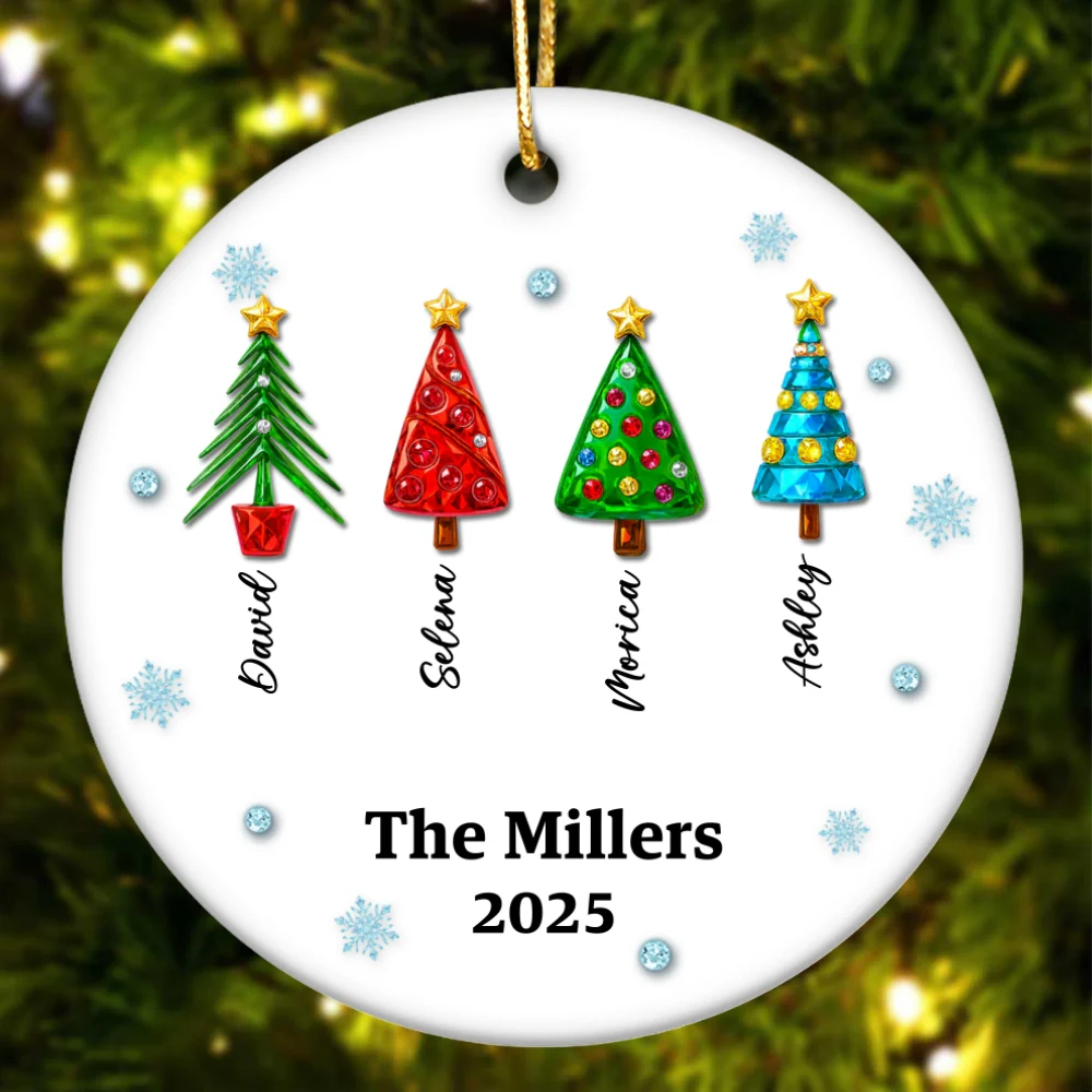 Family Name 3D Crystal Effect Christmas Tree - Personalized Ceramic Ornament - Christmas Gift for Family - Image 11