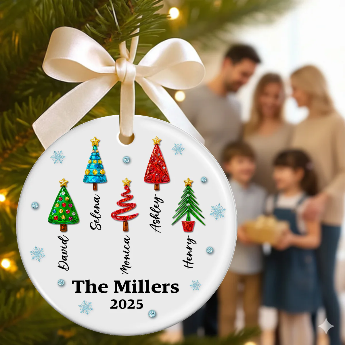 Family Name 3D Crystal Effect Christmas Tree - Personalized Ceramic Ornament - Christmas Gift for Family - Image 2