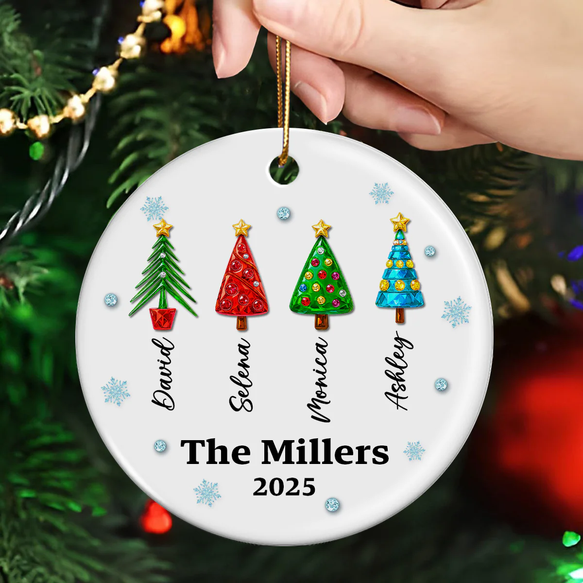 Family Name 3D Crystal Effect Christmas Tree - Personalized Ceramic Ornament - Christmas Gift for Family - Image 3