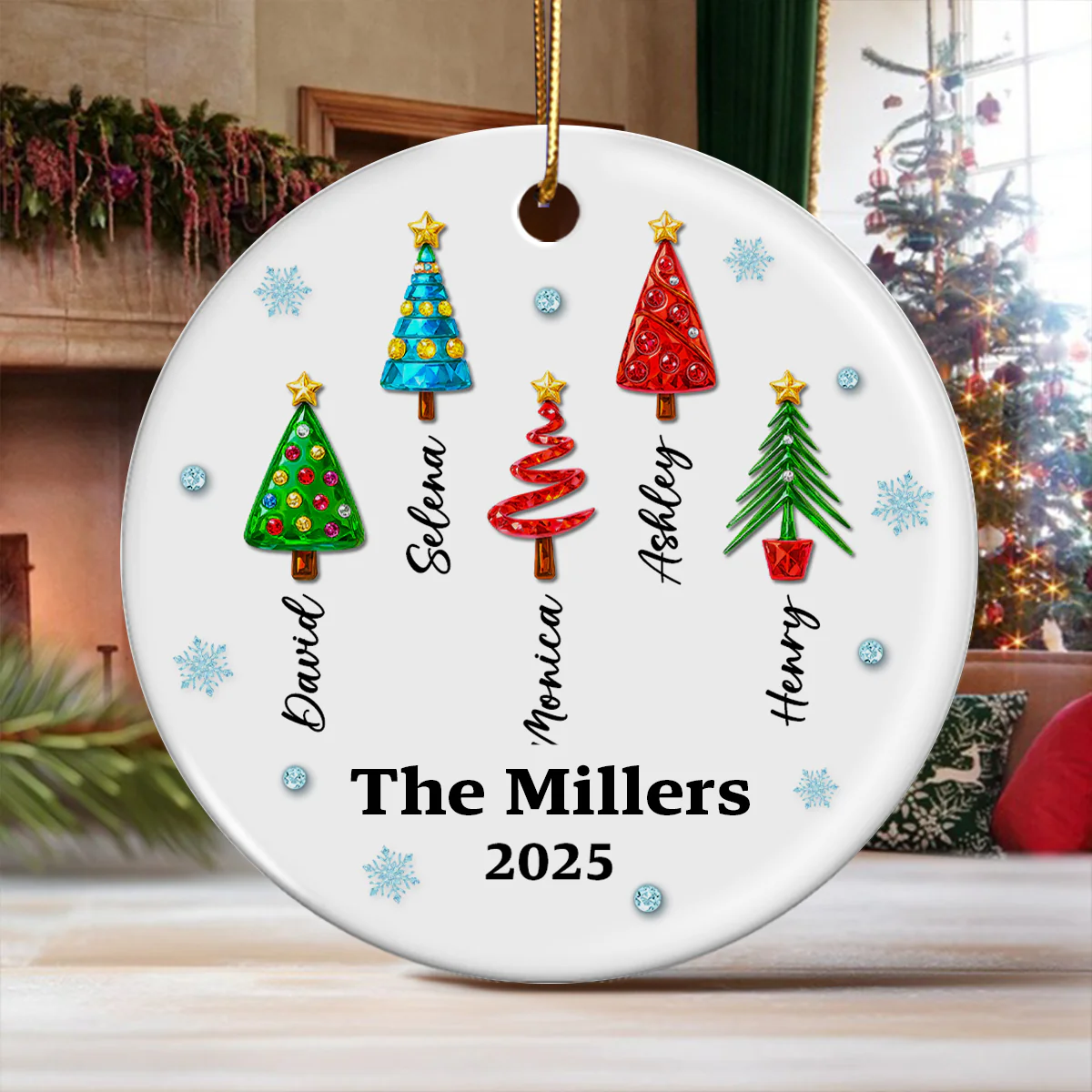 Family Name 3D Crystal Effect Christmas Tree - Personalized Ceramic Ornament - Christmas Gift for Family - Image 4