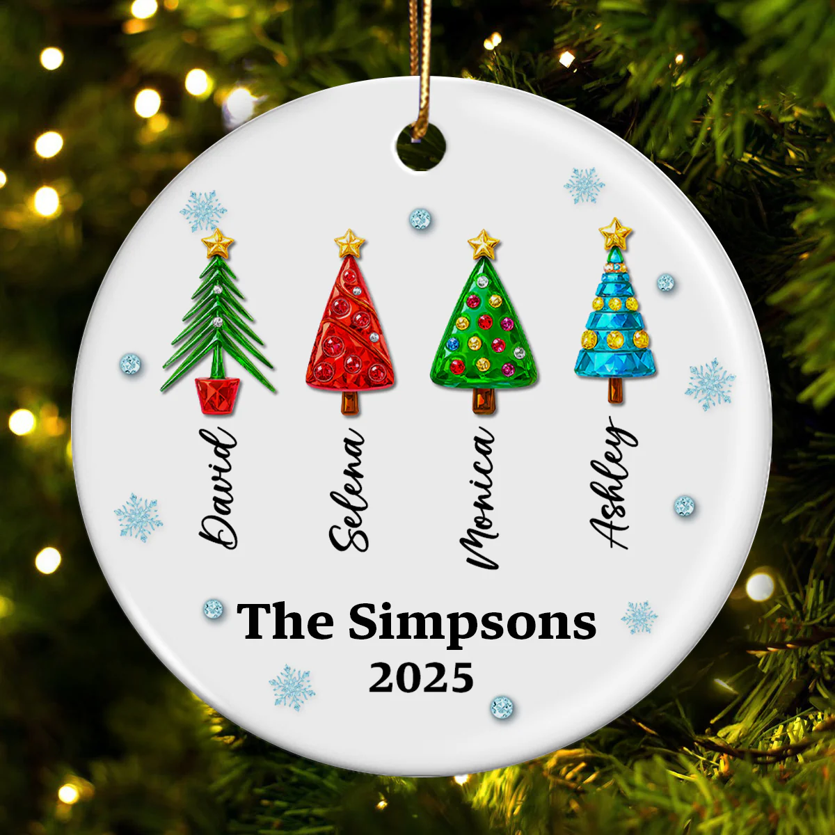 Family Name 3D Crystal Effect Christmas Tree - Personalized Ceramic Ornament - Christmas Gift for Family - Image 5
