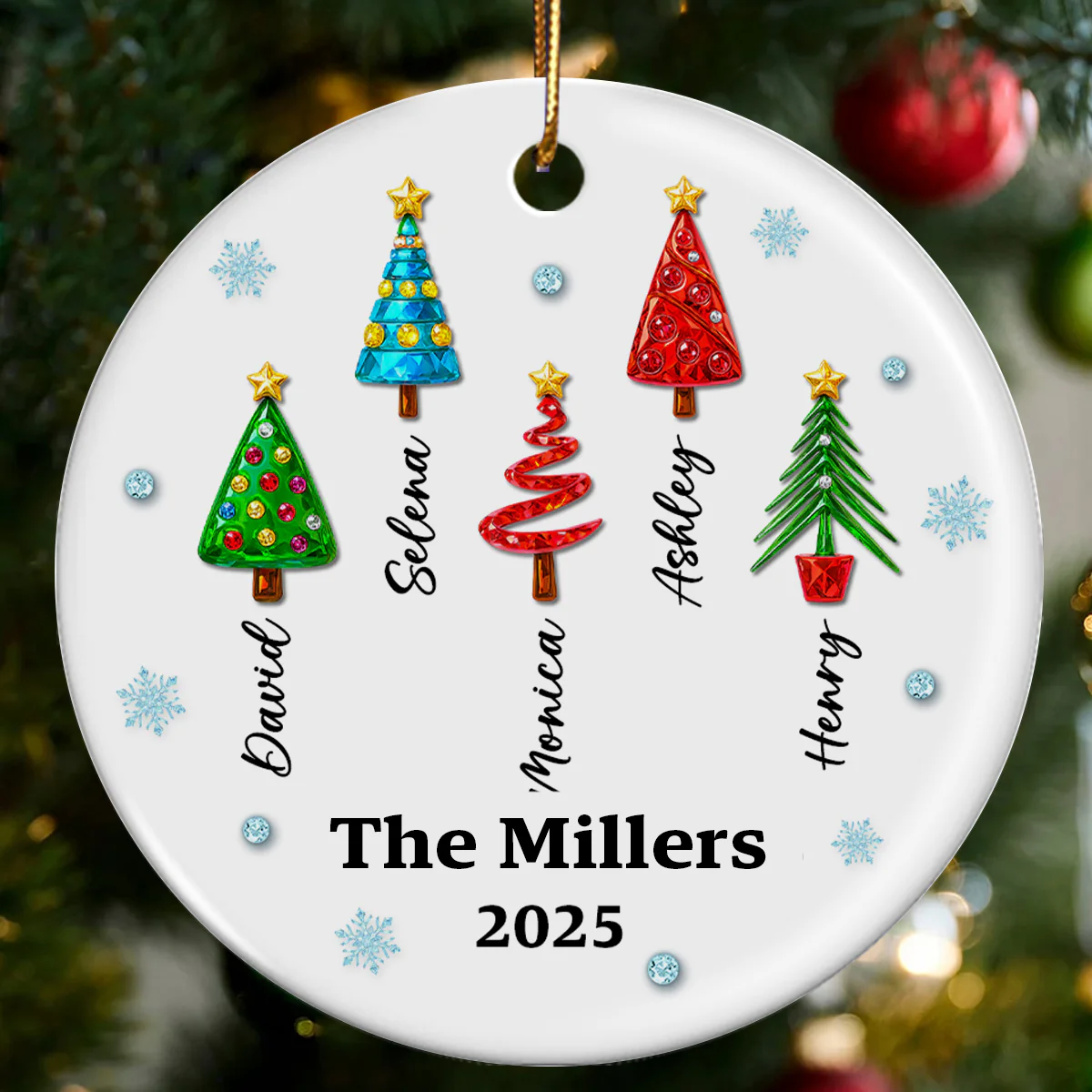 Family Name 3D Crystal Effect Christmas Tree - Personalized Ceramic Ornament - Christmas Gift for Family - Image 7