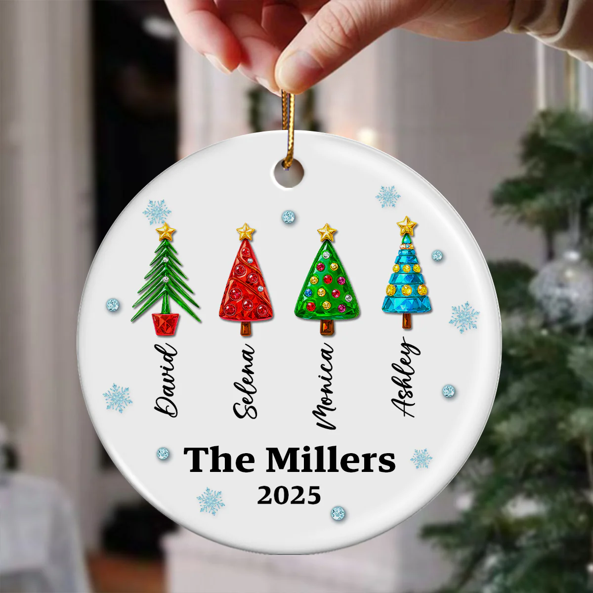 Family Name 3D Crystal Effect Christmas Tree - Personalized Ceramic Ornament - Christmas Gift for Family - Image 8