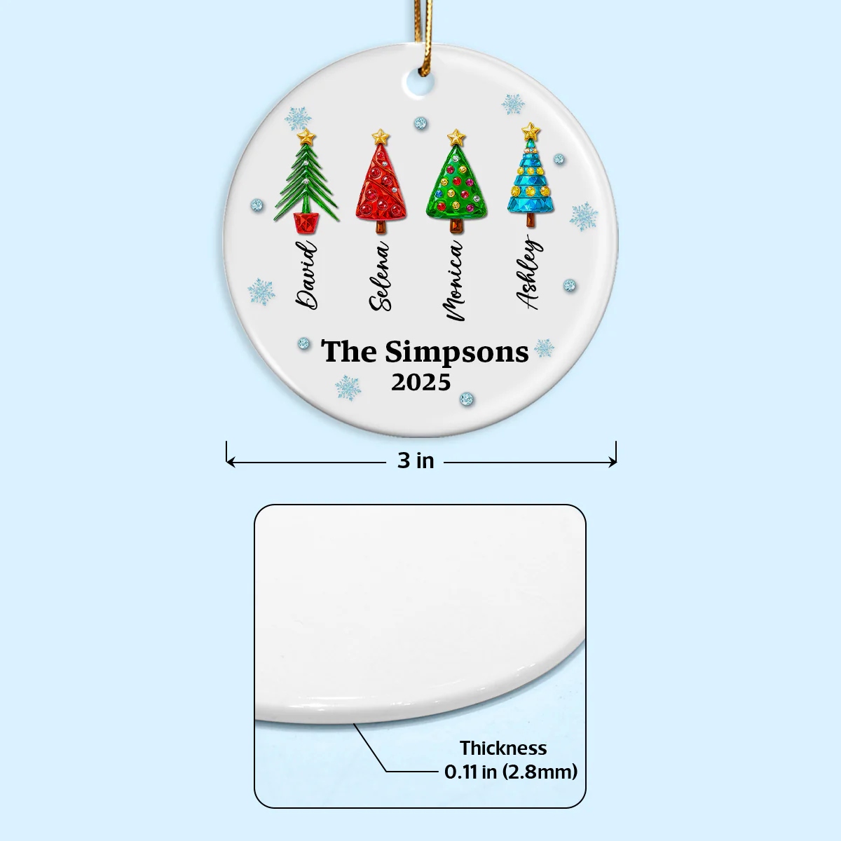 Family Name 3D Crystal Effect Christmas Tree - Personalized Ceramic Ornament - Christmas Gift for Family - Image 9