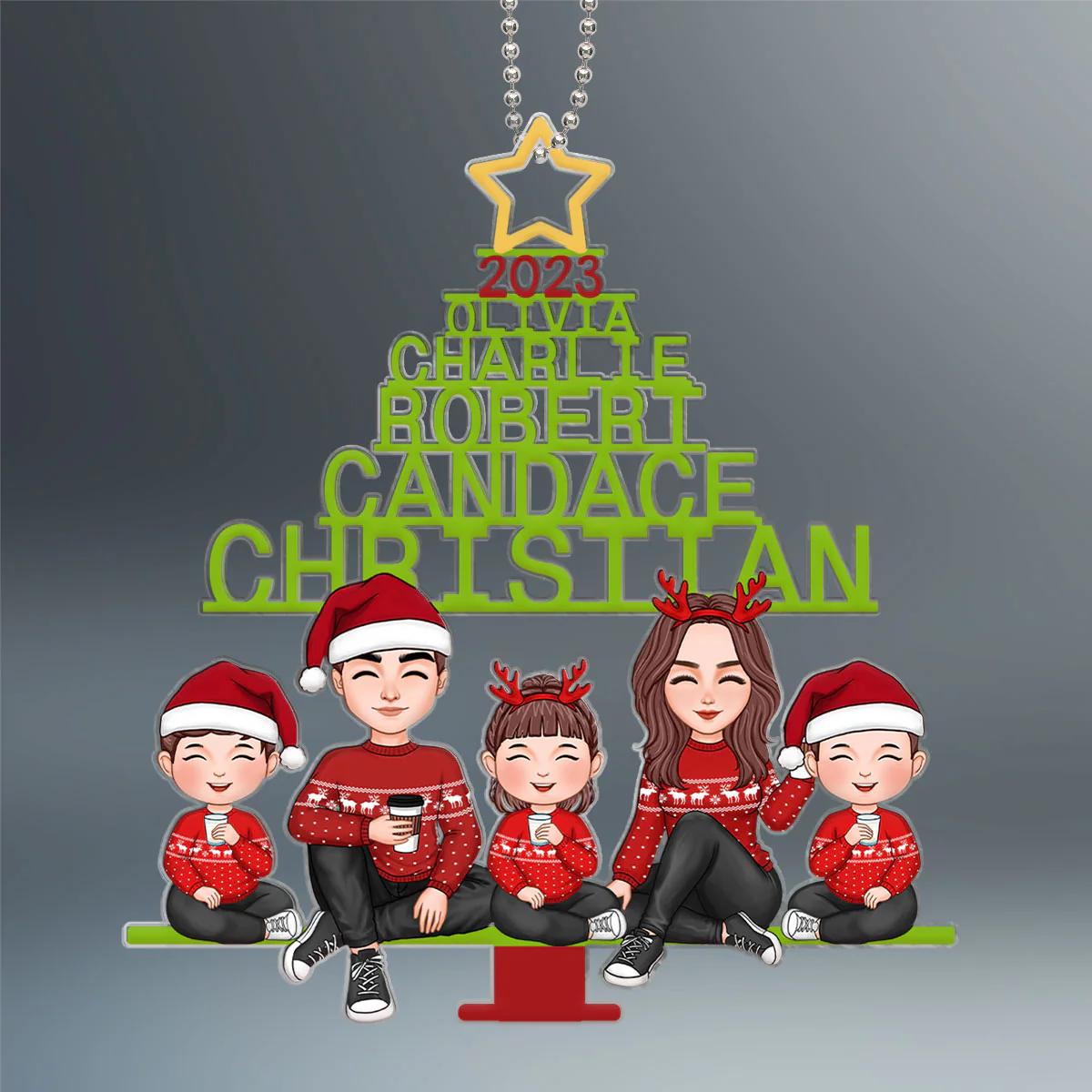 Family Name Christmas Tree Personalized Acrylic Ornament - Image 2