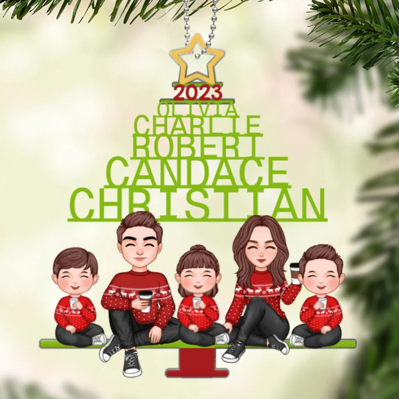 Family Name Christmas Tree Personalized Acrylic Ornament - Image 5