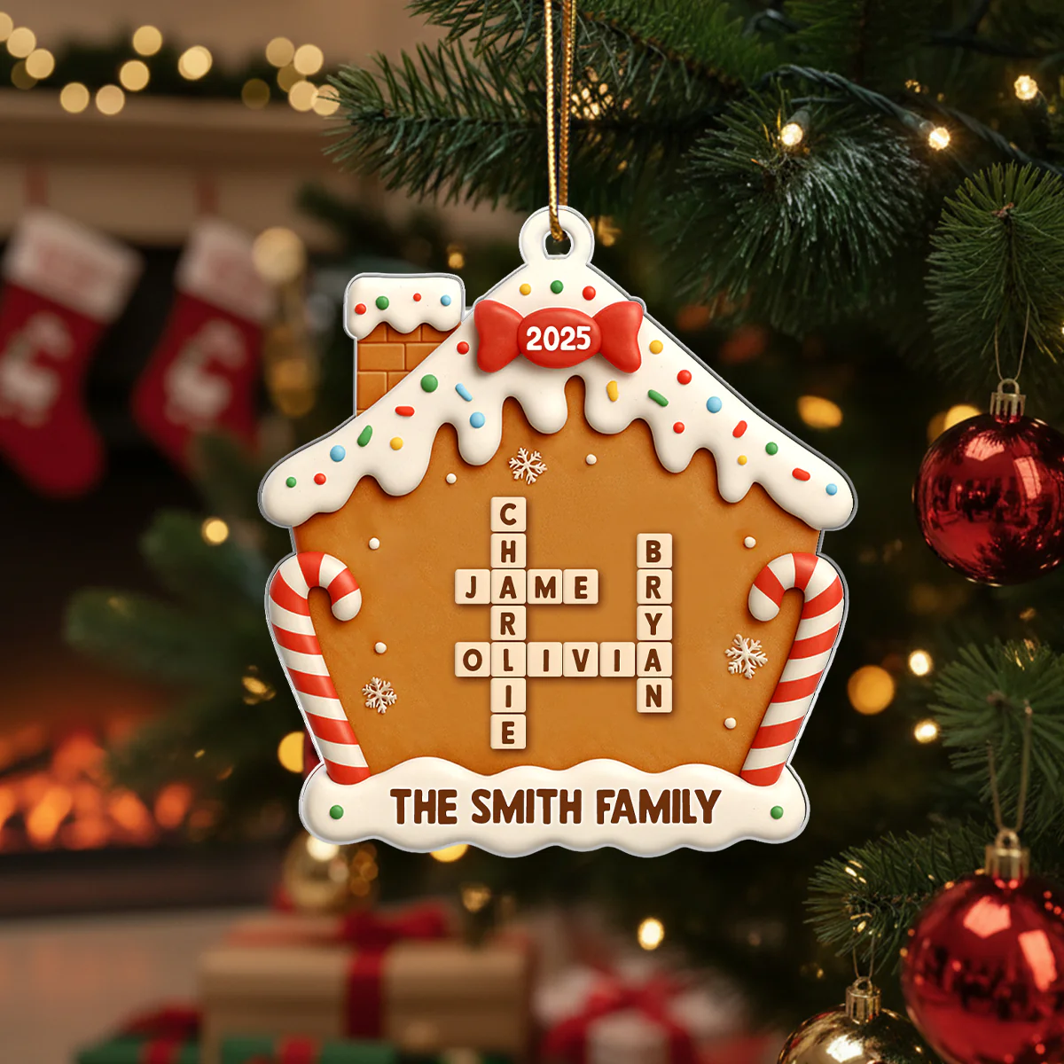 Family Name Crossword Cake House - Personalized Acrylic Ornament - Special Christmas Gift For Family - Image 6