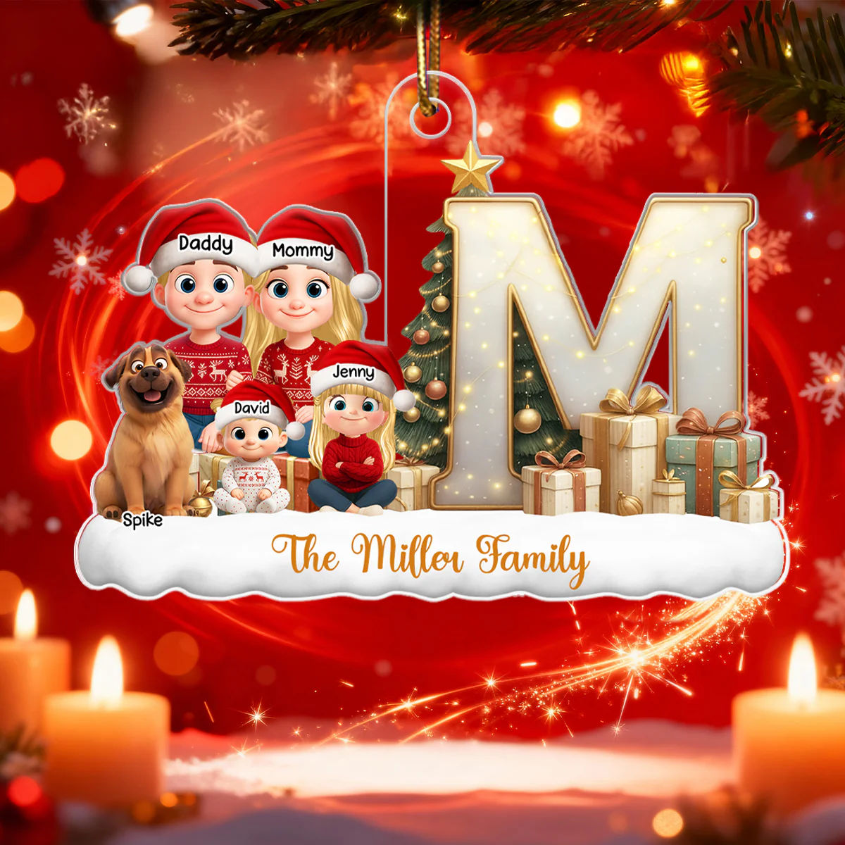 Family Name Initial Letter - Personalized Acrylic Ornament - Christmas Gift for Family - Image 10