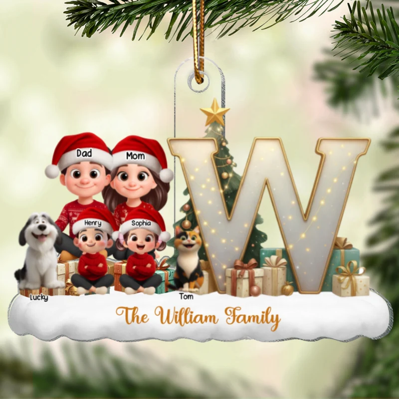Family Name Initial Letter - Personalized Acrylic Ornament - Christmas Gift for Family - Image 12