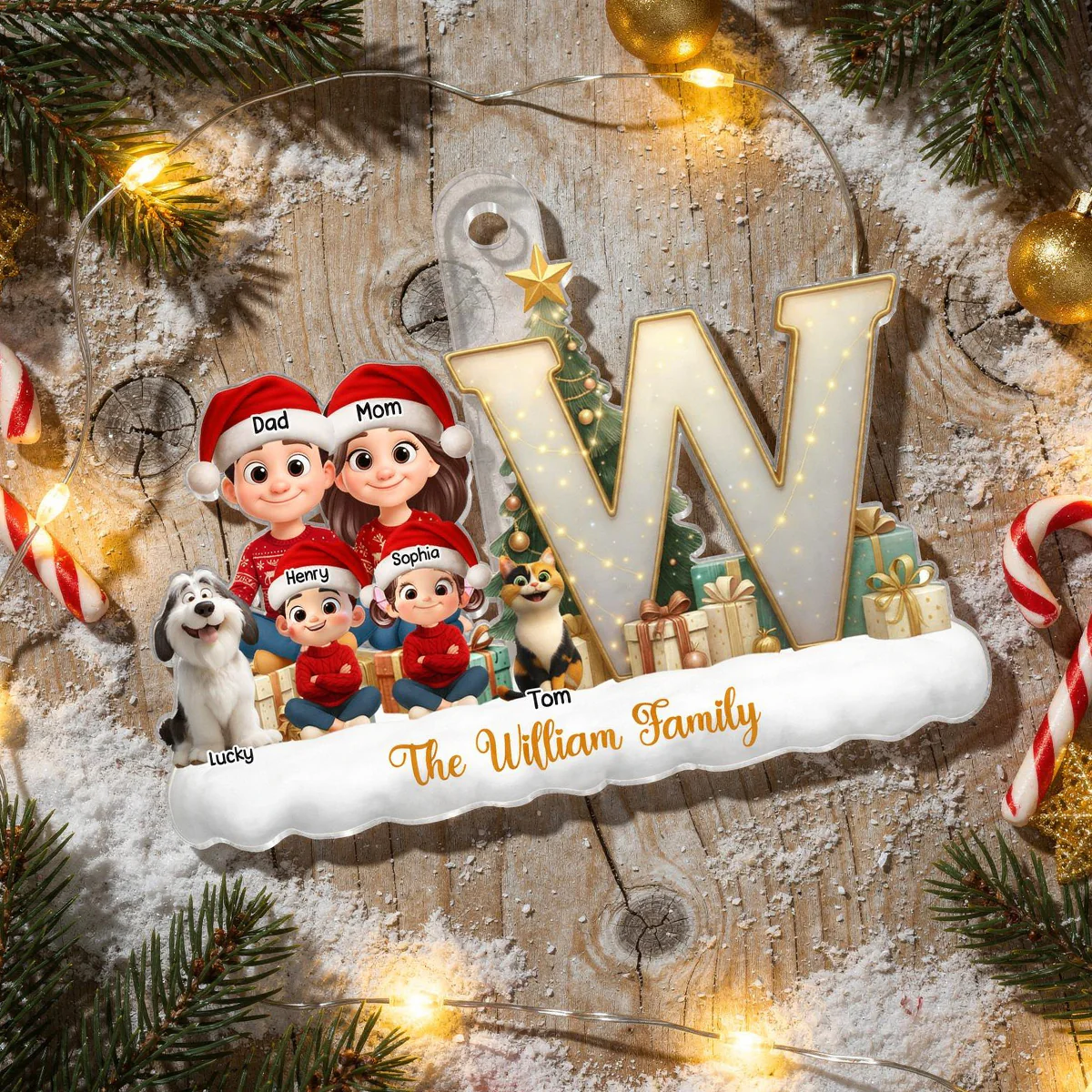 Family Name Initial Letter - Personalized Acrylic Ornament - Christmas Gift for Family - Image 4