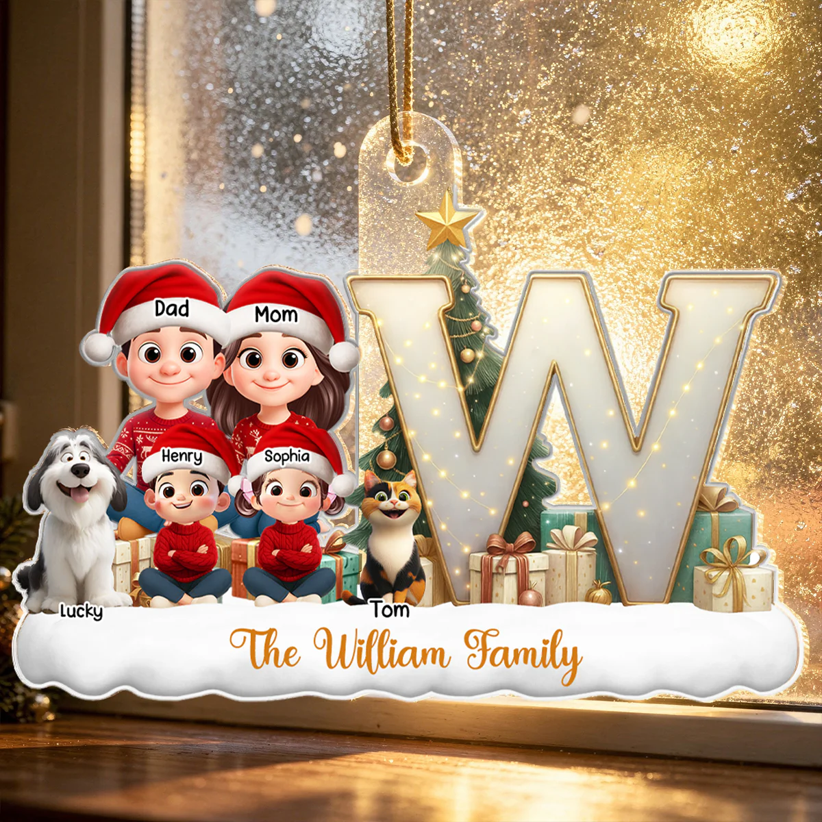 Family Name Initial Letter - Personalized Acrylic Ornament - Christmas Gift for Family - Image 5