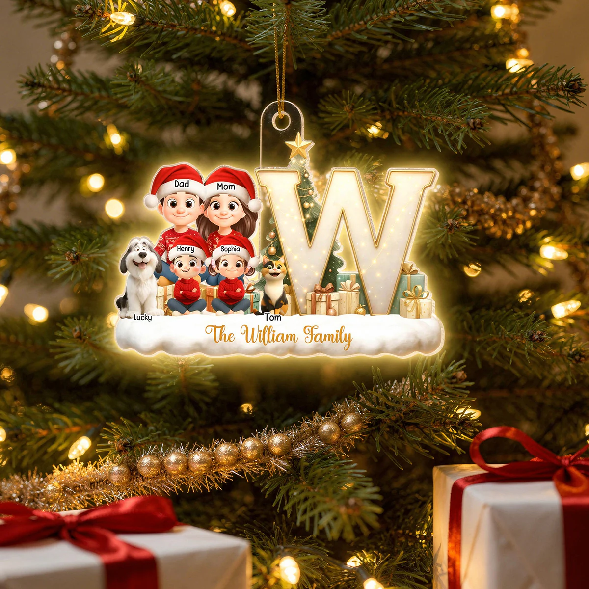 Family Name Initial Letter - Personalized Acrylic Ornament - Christmas Gift for Family - Image 8