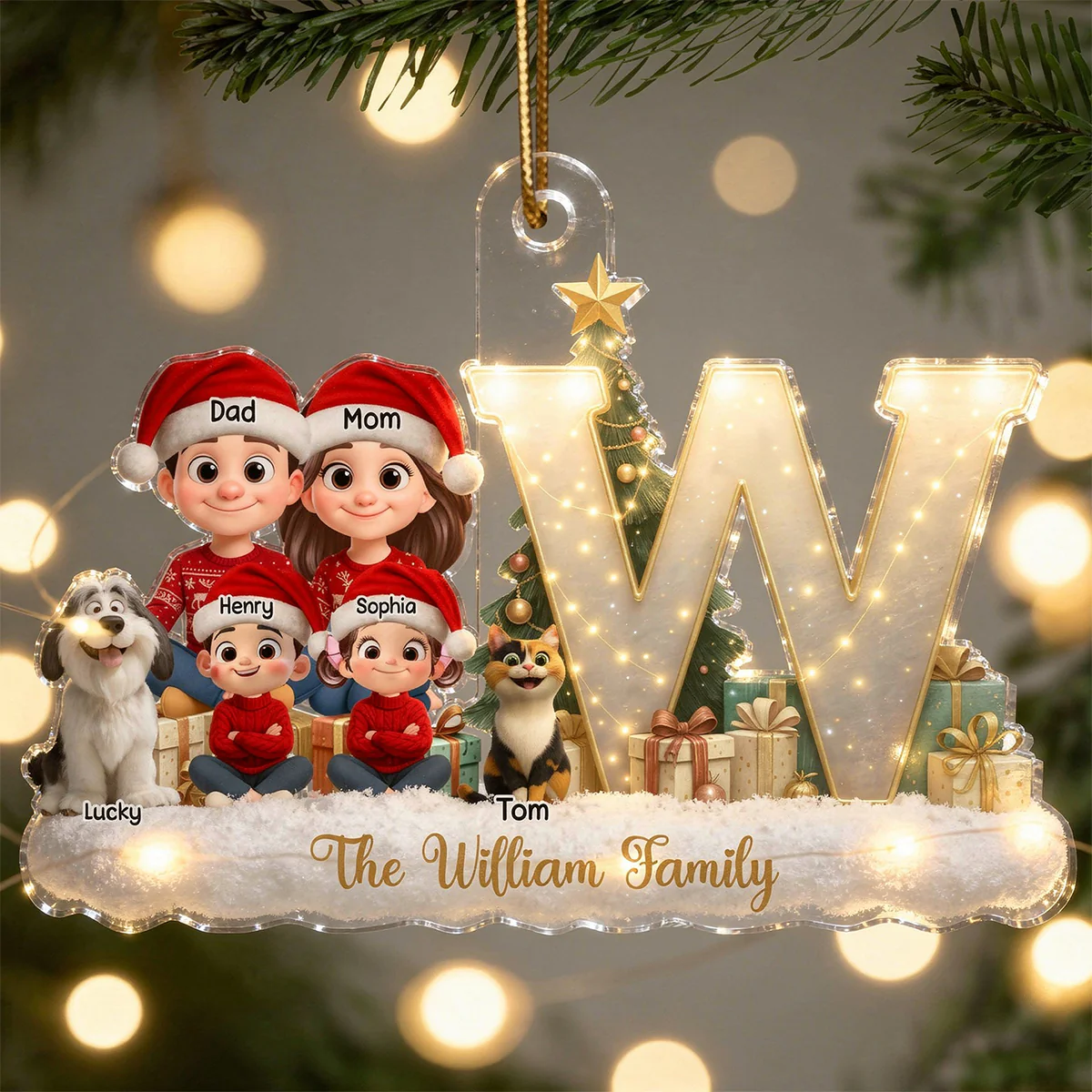 Family Name Initial Letter - Personalized Acrylic Ornament - Christmas Gift for Family - Image 9